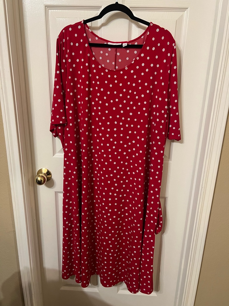 Susan Graver Red Polka Dot Midi Dress